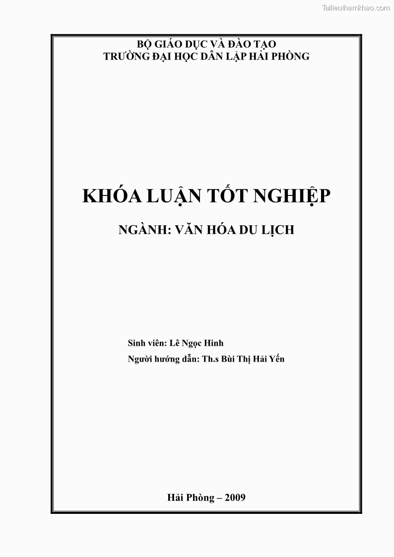 Khóa luận tốt nghiệp Văn hóa du lịch Nghiên cứu hoạt động du lịch cộng đồng tại Hoa Lư - Ninh Bình - 1 Trang 1
