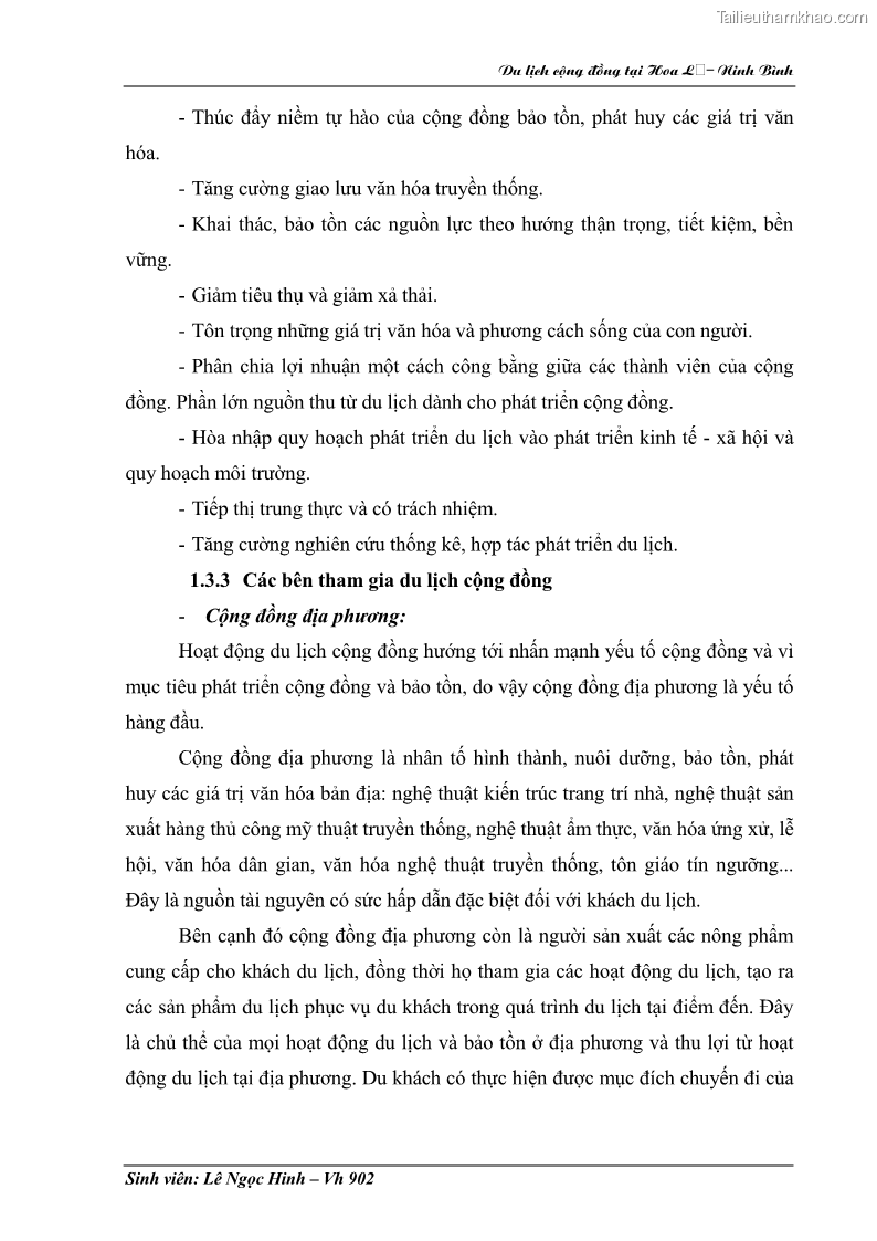 Khóa luận tốt nghiệp Văn hóa du lịch Nghiên cứu hoạt động du lịch cộng đồng tại Hoa Lư - Ninh Bình - 3 Trang 17