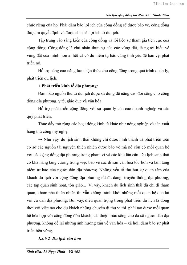 Khóa luận tốt nghiệp Văn hóa du lịch Nghiên cứu hoạt động du lịch cộng đồng tại Hoa Lư - Ninh Bình - 4 Trang 25