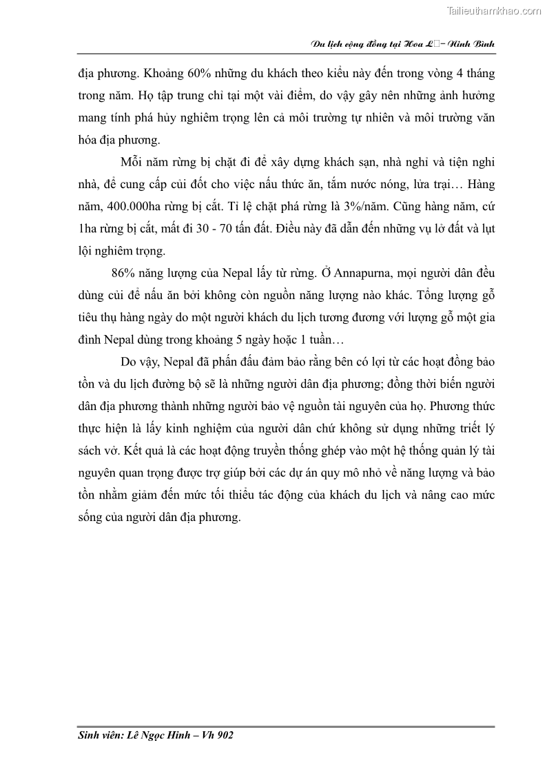 Khóa luận tốt nghiệp Văn hóa du lịch Nghiên cứu hoạt động du lịch cộng đồng tại Hoa Lư - Ninh Bình - 5 Trang 33