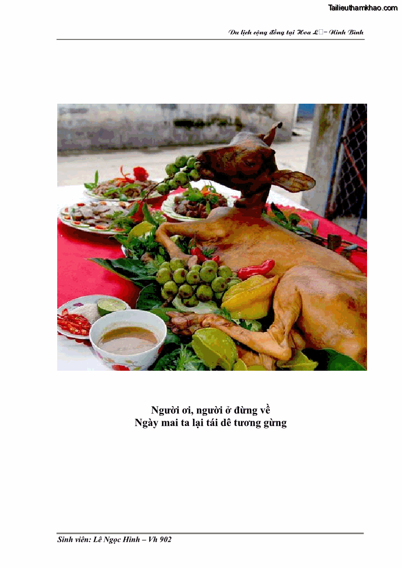 Khóa luận tốt nghiệp Văn hóa du lịch Nghiên cứu hoạt động du lịch cộng đồng tại Hoa Lư - Ninh Bình - 8 Trang 57