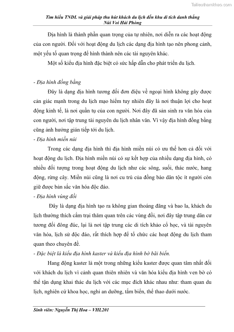Khóa luận tốt nghiệp Văn hóa du lịch Tìm hiểu tài nguyên du lịch và giải pháp thu hút khách du lịch đến khu di tích danh thắng Núi Voi Hải Phòng - 3 Trang 17