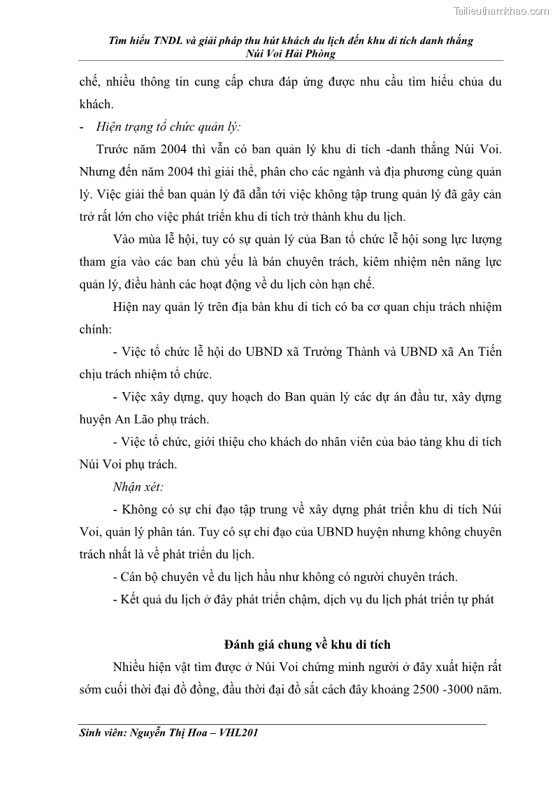 Khóa luận tốt nghiệp Văn hóa du lịch Tìm hiểu tài nguyên du lịch và giải pháp thu hút khách du lịch đến khu di tích danh thắng Núi Voi Hải Phòng - 7 Trang 49