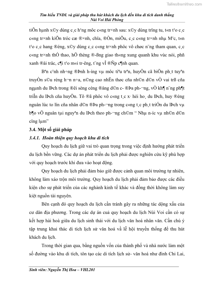 Khóa luận tốt nghiệp Văn hóa du lịch Tìm hiểu tài nguyên du lịch và giải pháp thu hút khách du lịch đến khu di tích danh thắng Núi Voi Hải Phòng - 8 Trang 57