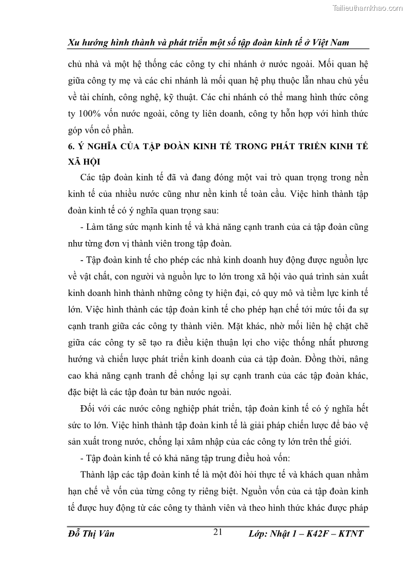 Khóa luận tốt nghiệp Xu hướng hình thành và phát triển một số tập đoàn kinh tế ở Việt Nam - 4 Trang 25