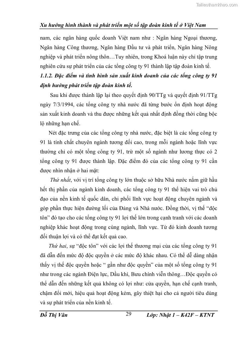 Khóa luận tốt nghiệp Xu hướng hình thành và phát triển một số tập đoàn kinh tế ở Việt Nam - 5 Trang 33