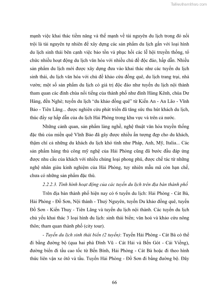 Luận văn Thạc sĩ Kinh tế chính trị Phát triển du lịch ở Hải Phòng trong bối cảnh hội nhập quốc tế - 10 Trang 73
