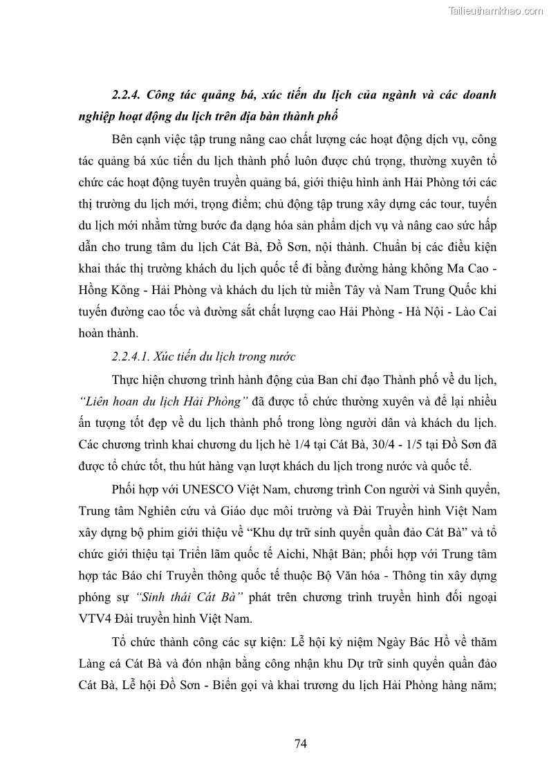 Luận văn Thạc sĩ Kinh tế chính trị Phát triển du lịch ở Hải Phòng trong bối cảnh hội nhập quốc tế - 11 Trang 81