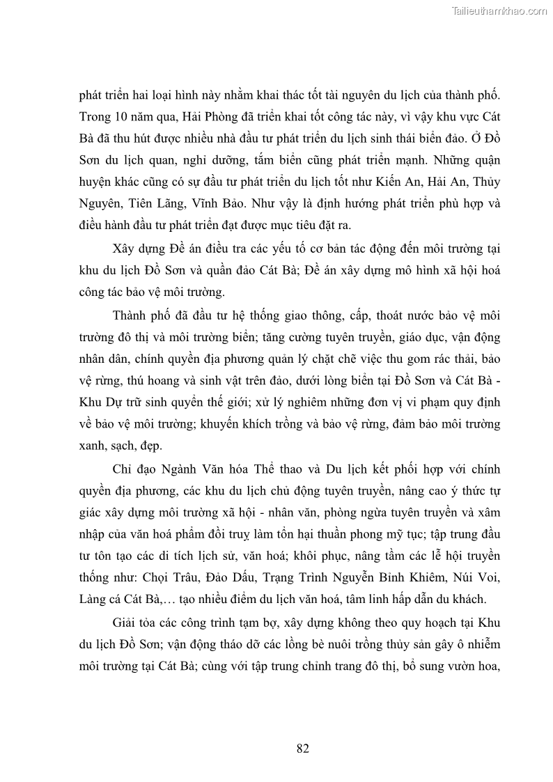 Luận văn Thạc sĩ Kinh tế chính trị Phát triển du lịch ở Hải Phòng trong bối cảnh hội nhập quốc tế - 12 Trang 89