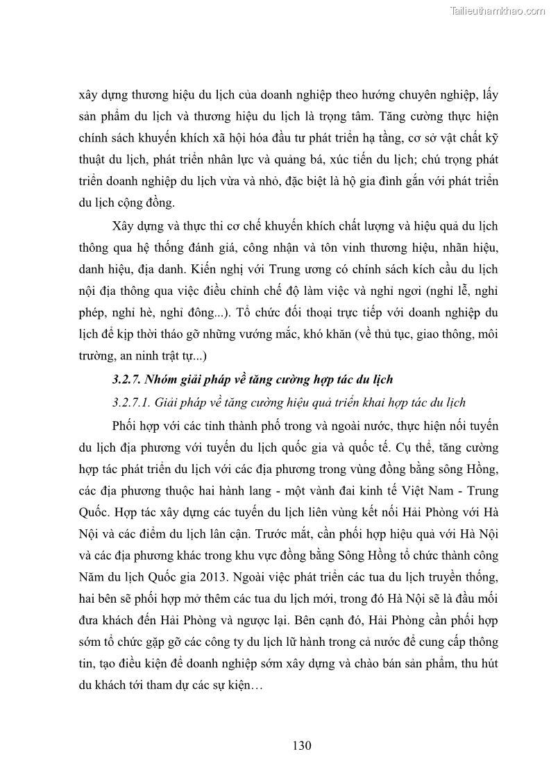 Luận văn Thạc sĩ Kinh tế chính trị Phát triển du lịch ở Hải Phòng trong bối cảnh hội nhập quốc tế - 18 Trang 137