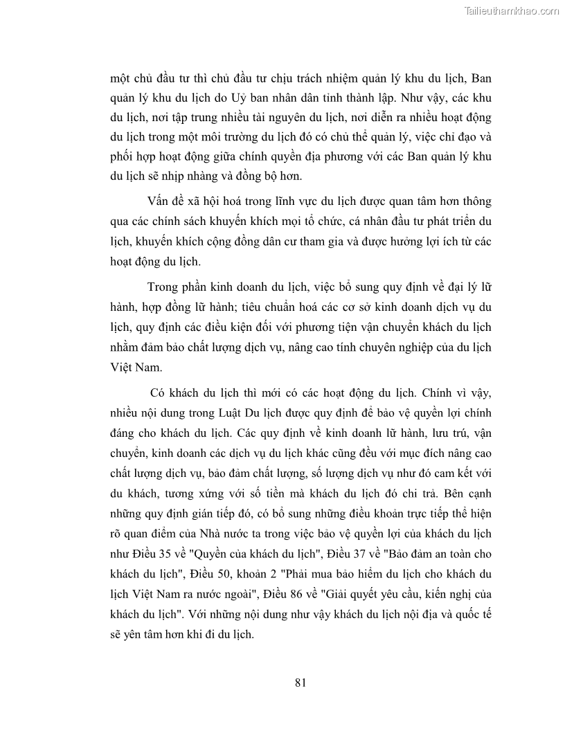 Luận văn Thạc sĩ Luật học Quy chế pháp lý của thương nhân trong kinh doanh du lịch tại Việt Nam - 11 Trang 81