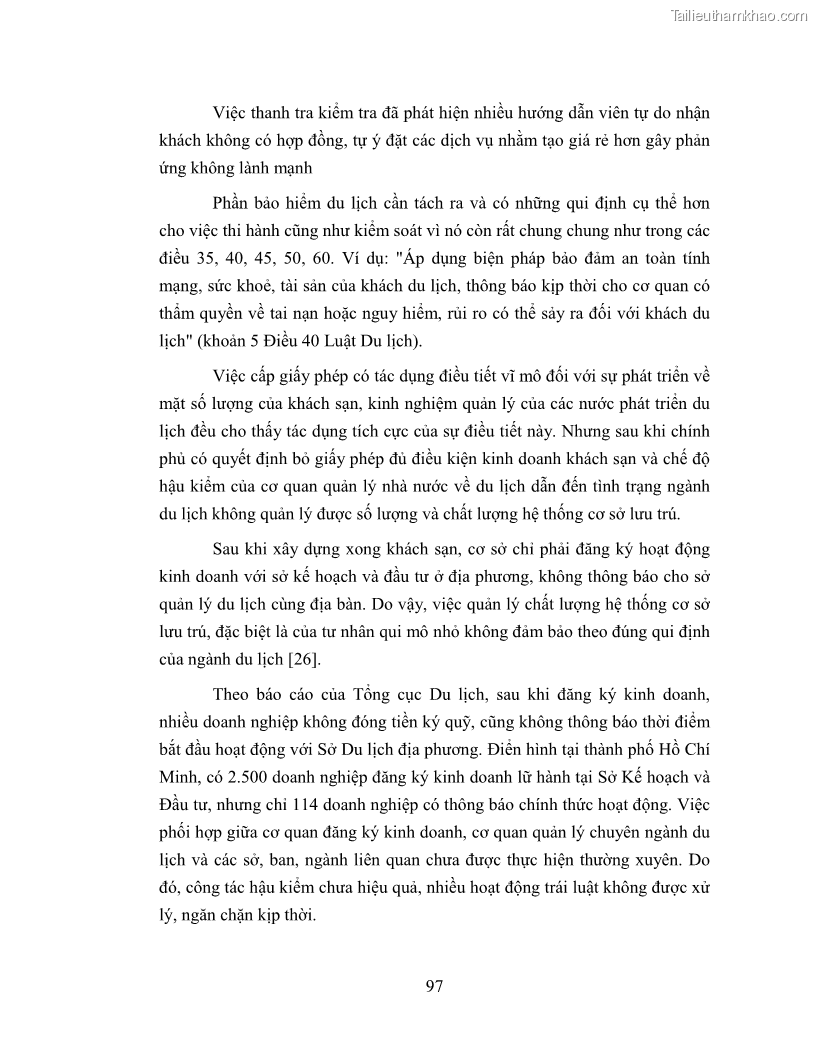 Luận văn Thạc sĩ Luật học Quy chế pháp lý của thương nhân trong kinh doanh du lịch tại Việt Nam - 13 Trang 97