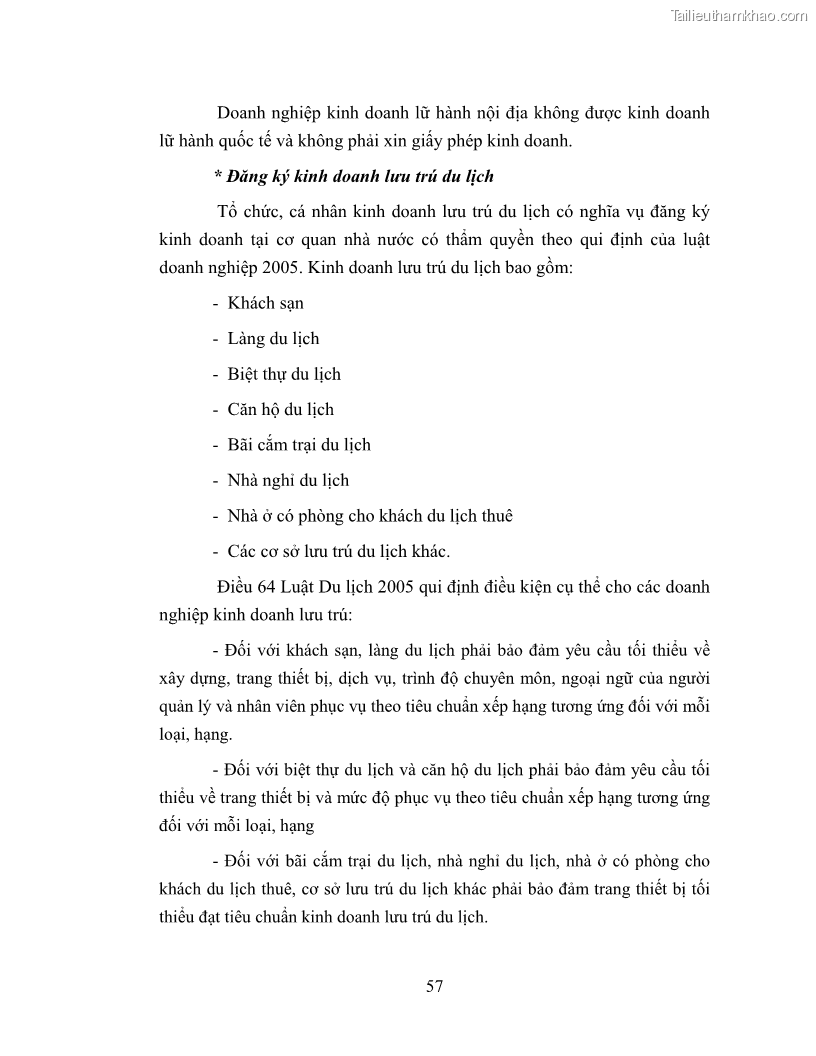 Luận văn Thạc sĩ Luật học Quy chế pháp lý của thương nhân trong kinh doanh du lịch tại Việt Nam - 8 Trang 57