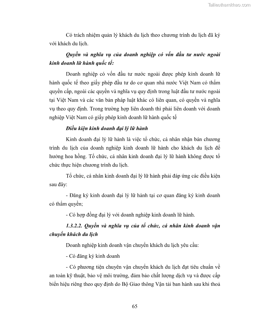 Luận văn Thạc sĩ Luật học Quy chế pháp lý của thương nhân trong kinh doanh du lịch tại Việt Nam - 9 Trang 65