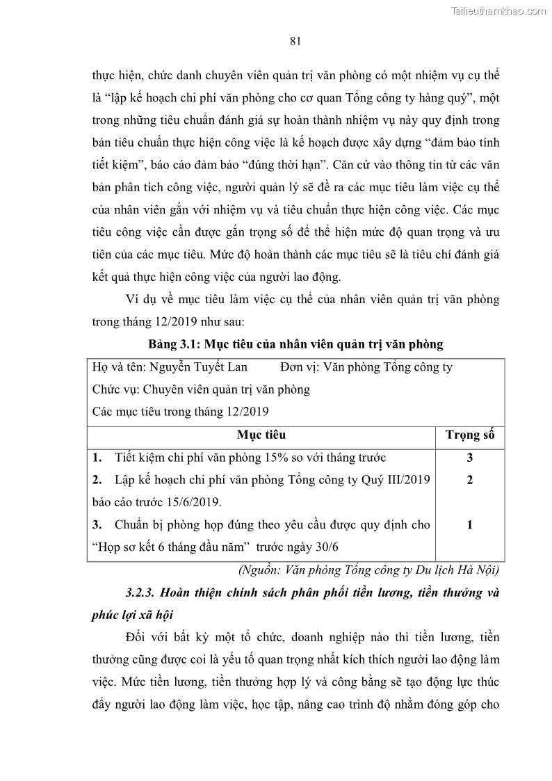 Luận văn Thạc sĩ Quản trị nhân lực Tạo động lực lao động tại Tổng công ty Du lịch Hà Nội - 12 Trang 89