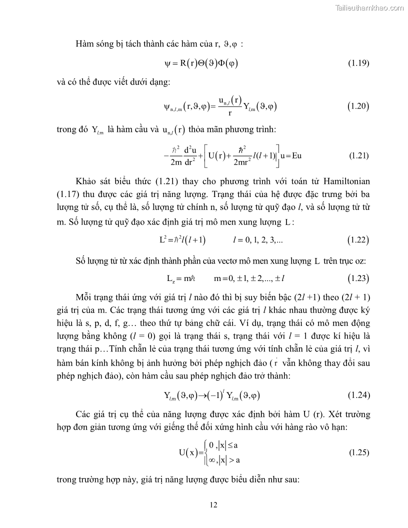 Khóa luận tốt nghiệp Sử dụng phương pháp gần đúng khối lượng hiệu dụng nghiên cứu các trạng thái của electron trong chấm lượng tử - 3 Trang 17