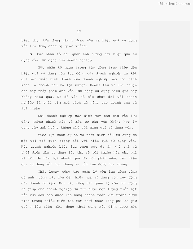 Luận văn Vốn lưu động và hiệu quả sử dụng vốn lưu động tại Công ty Cổ phần Thiết bị thương mại - 3 Trang 17