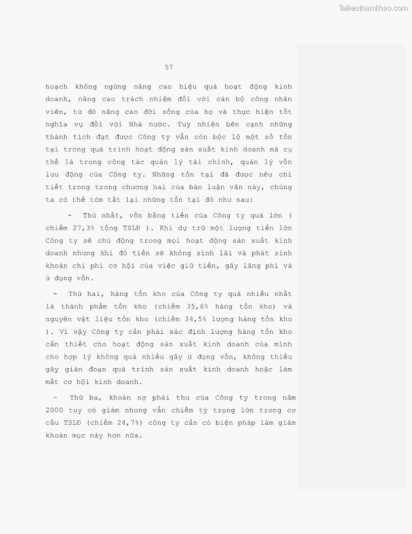 Luận văn Vốn lưu động và hiệu quả sử dụng vốn lưu động tại Công ty Cổ phần Thiết bị thương mại - 8 Trang 57
