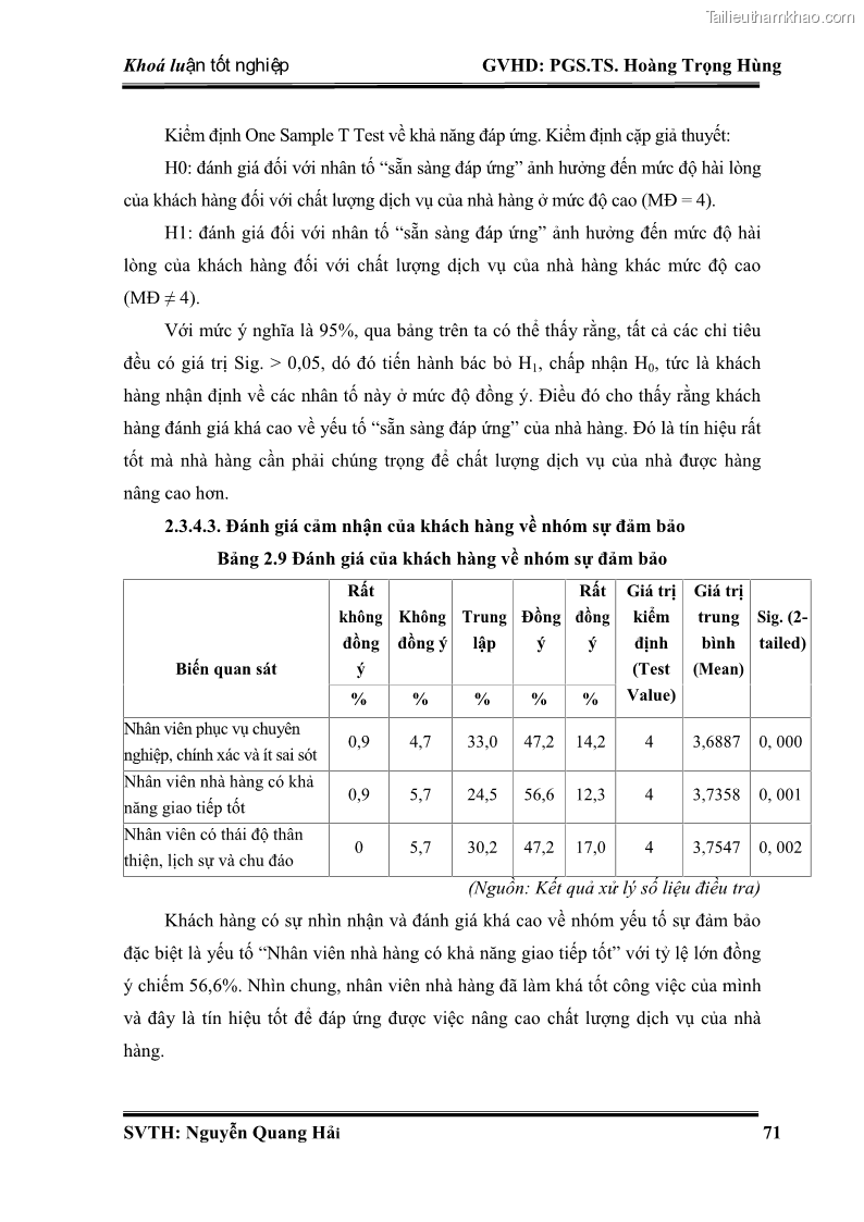 Khóa luận tốt nghiệp Quản trị kinh doanh Nâng cao chất lượng dịch vụ tại DMZ Bar – Công ty cổ phần du lịch DMZ - 11 Trang 81