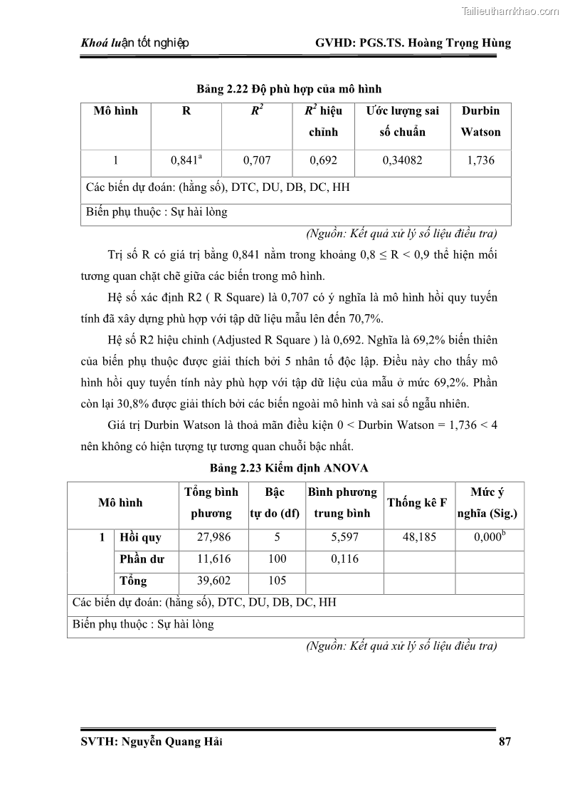 Khóa luận tốt nghiệp Quản trị kinh doanh Nâng cao chất lượng dịch vụ tại DMZ Bar – Công ty cổ phần du lịch DMZ - 13 Trang 97