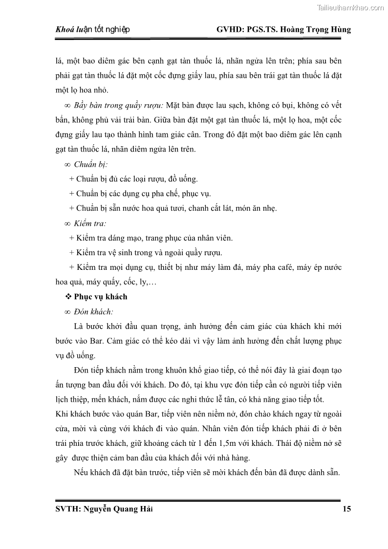 Khóa luận tốt nghiệp Quản trị kinh doanh Nâng cao chất lượng dịch vụ tại DMZ Bar – Công ty cổ phần du lịch DMZ - 4 Trang 25