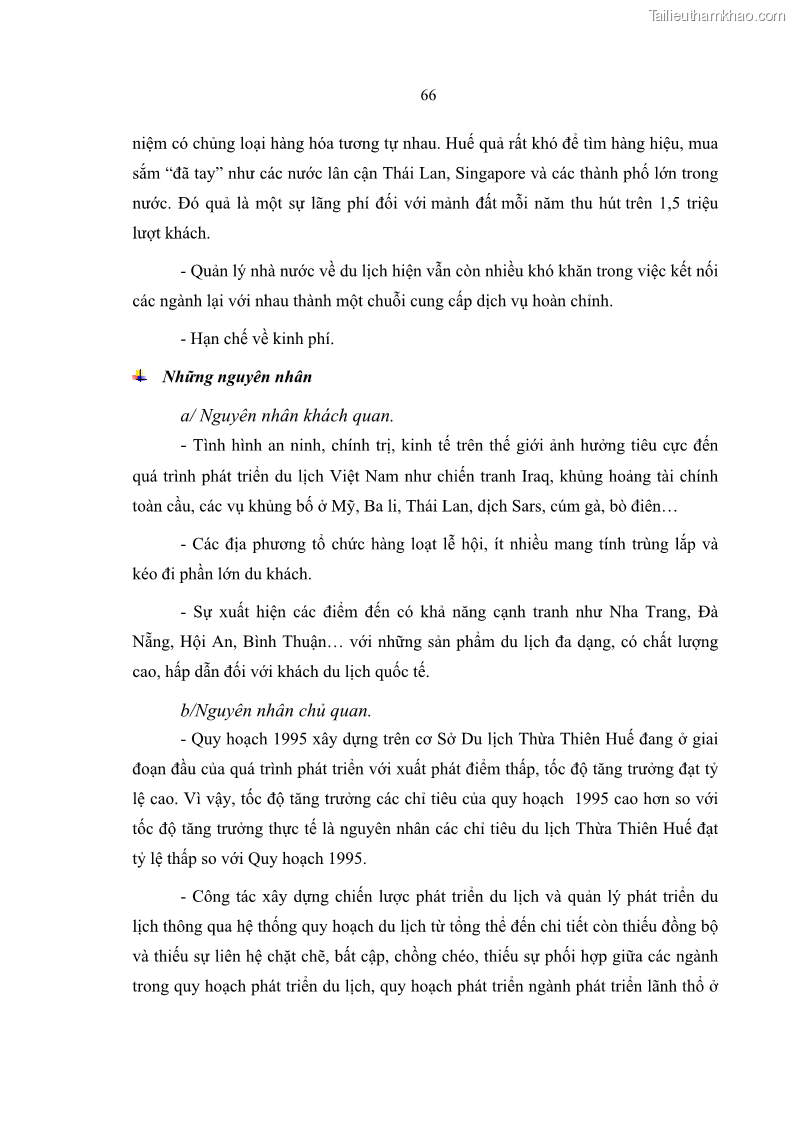 Luận văn Thạc sĩ Kinh tế Giải pháp du lịch tỉnh Thừa Thiên Huế đến 2015 - 10 Trang 73