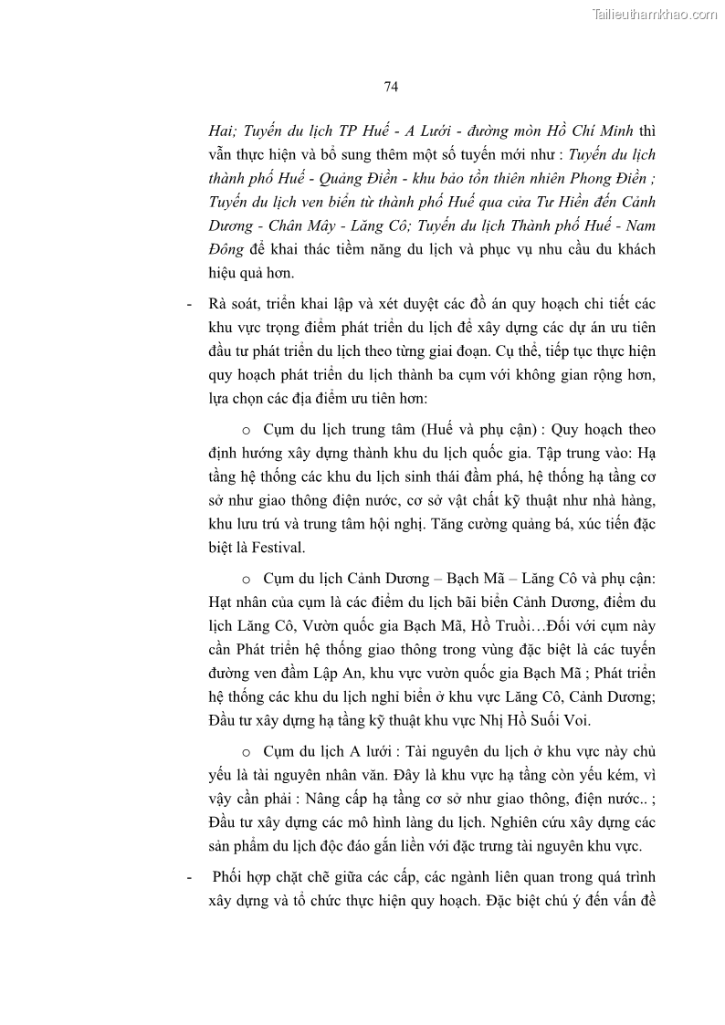 Luận văn Thạc sĩ Kinh tế Giải pháp du lịch tỉnh Thừa Thiên Huế đến 2015 - 11 Trang 81