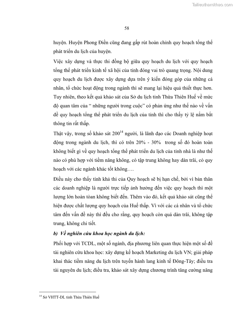 Luận văn Thạc sĩ Kinh tế Giải pháp du lịch tỉnh Thừa Thiên Huế đến 2015 - 9 Trang 65