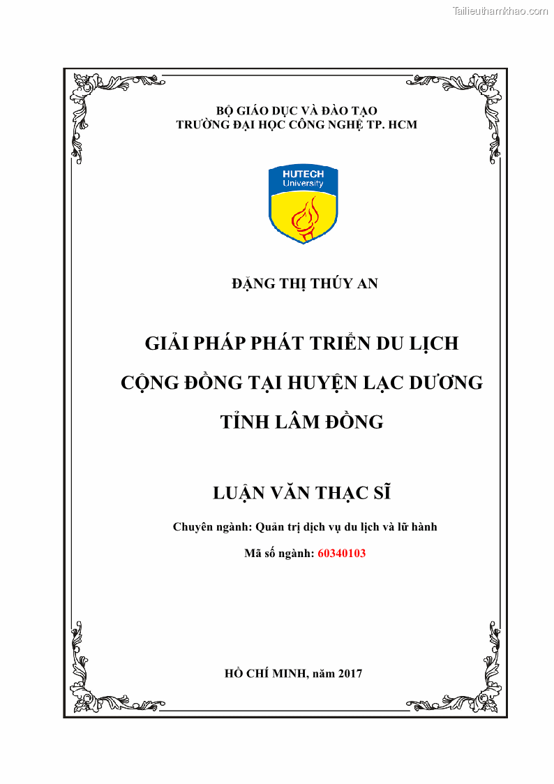 Luận văn Thạc sĩ Quản trị dịch vụ du lịch và lữ hành Giải pháp phát triển du lịch cộng đồng tại huyện Lạc Dương, tỉnh Lâm Đồng - 1 Trang 1