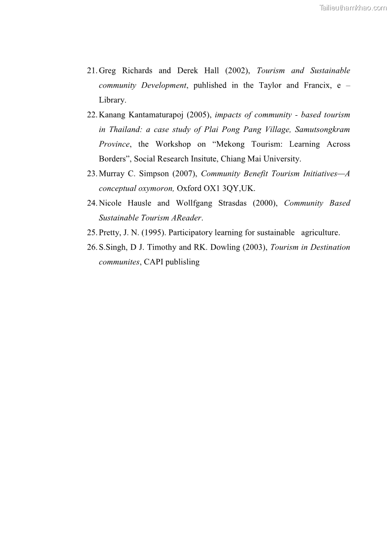 Luận văn Thạc sĩ Quản trị dịch vụ du lịch và lữ hành Giải pháp phát triển du lịch cộng đồng tại huyện Lạc Dương, tỉnh Lâm Đồng - 13 Trang 97