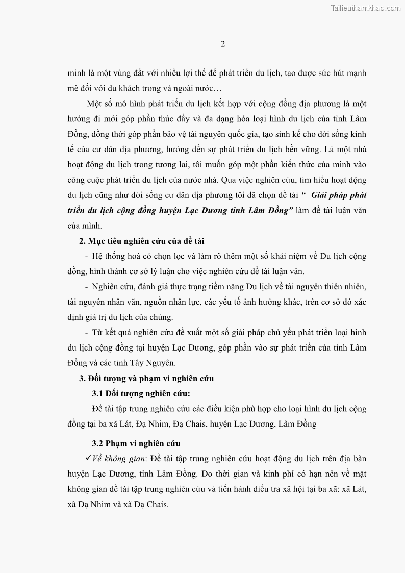 Luận văn Thạc sĩ Quản trị dịch vụ du lịch và lữ hành Giải pháp phát triển du lịch cộng đồng tại huyện Lạc Dương, tỉnh Lâm Đồng - 3 Trang 17
