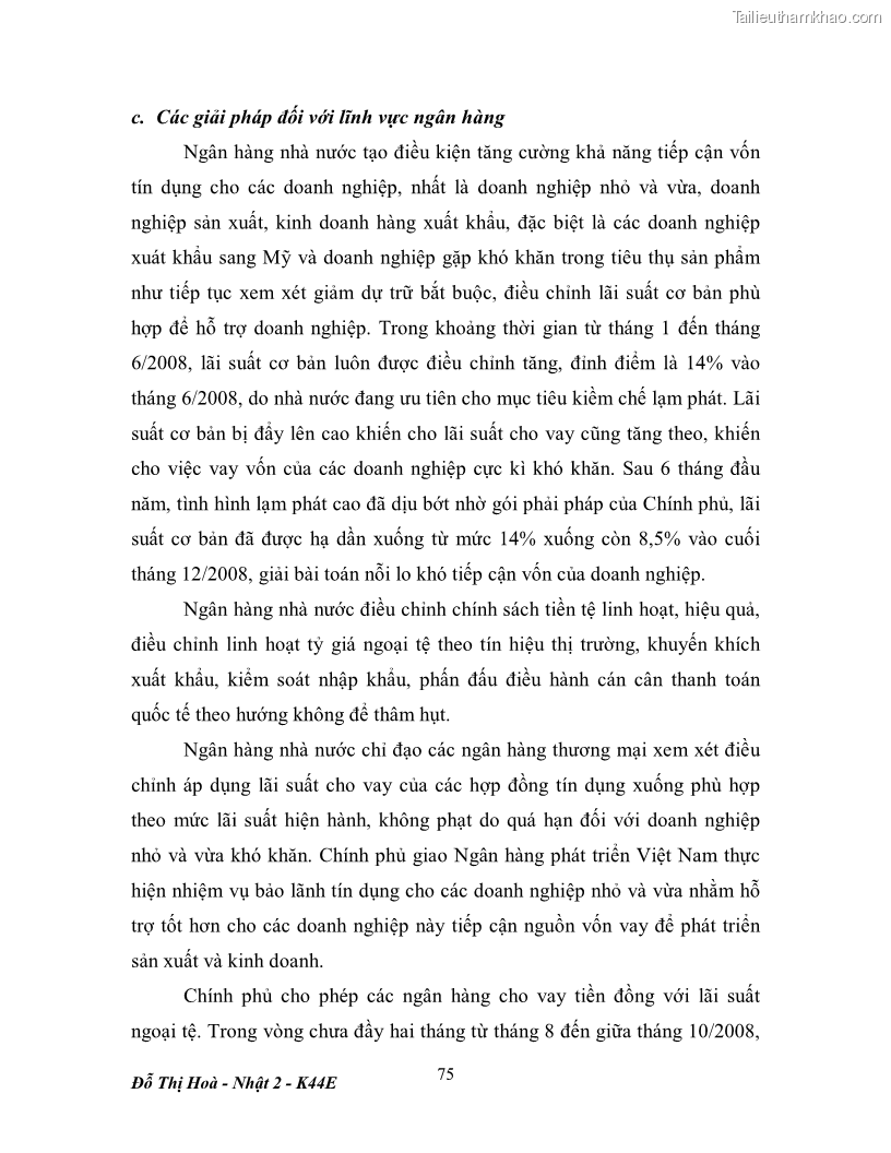 Khóa luận tốt nghiệp Tác động của khủng hoảng tài chính toàn cầu tới hoạt động ngoại thương Việt Nam và Mỹ - 11 Trang 81