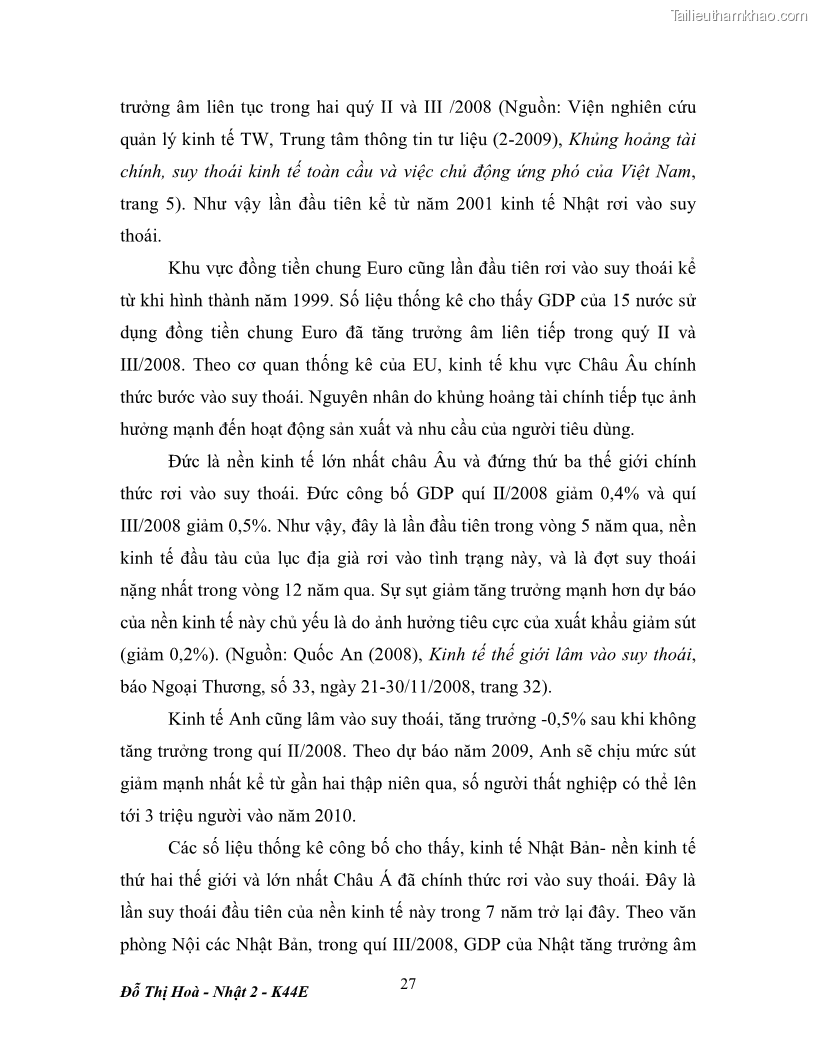 Khóa luận tốt nghiệp Tác động của khủng hoảng tài chính toàn cầu tới hoạt động ngoại thương Việt Nam và Mỹ - 5 Trang 33