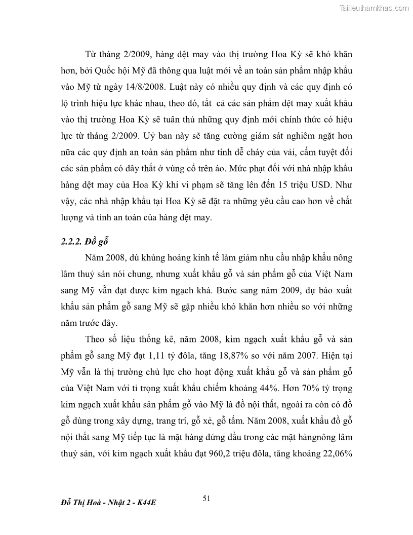 Khóa luận tốt nghiệp Tác động của khủng hoảng tài chính toàn cầu tới hoạt động ngoại thương Việt Nam và Mỹ - 8 Trang 57