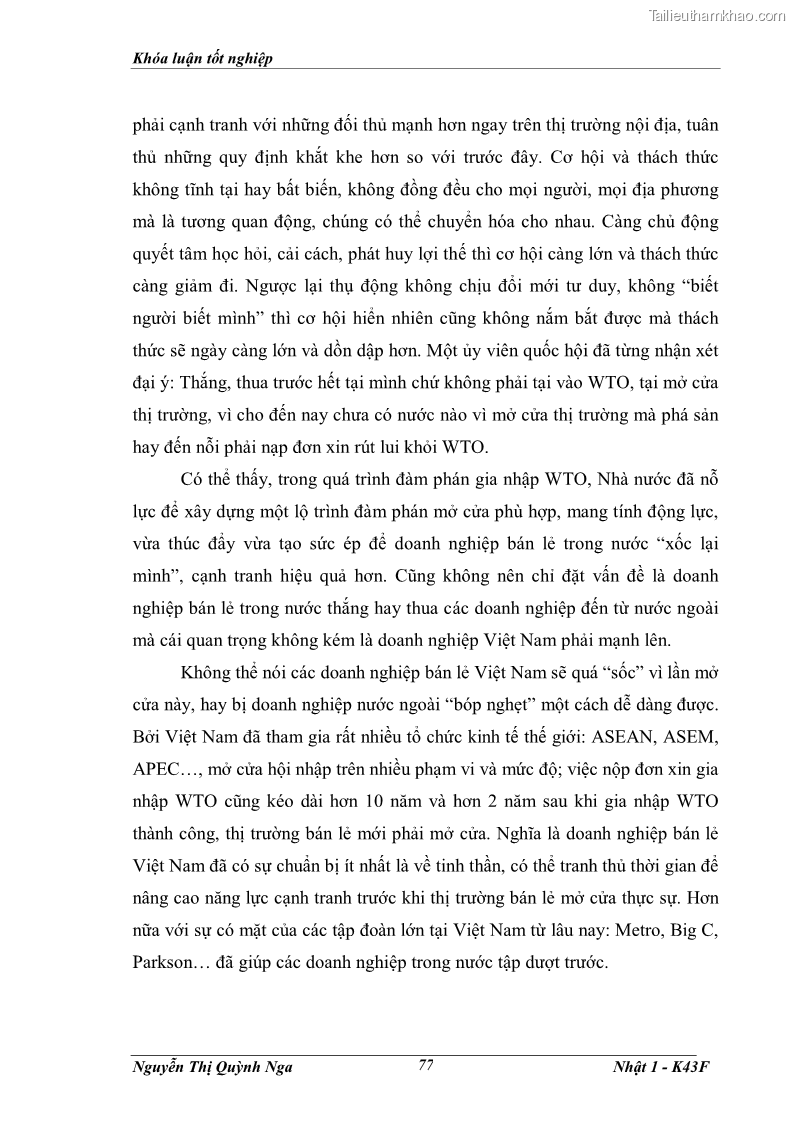 Khóa luận tốt nghiệp Tác động của việc mở cửa thị trường bán lẻ đối với các doanh nghiệp bán lẻ trong nước - 11 Trang 81