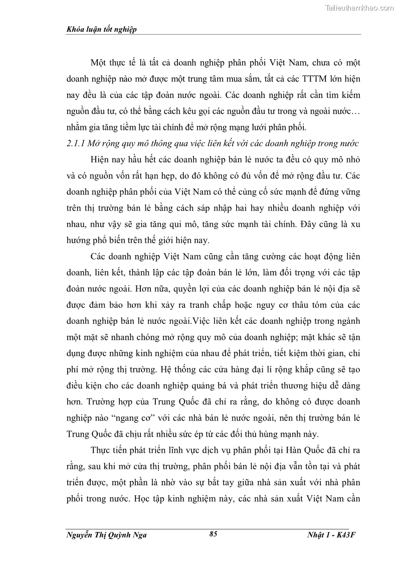 Khóa luận tốt nghiệp Tác động của việc mở cửa thị trường bán lẻ đối với các doanh nghiệp bán lẻ trong nước - 12 Trang 89