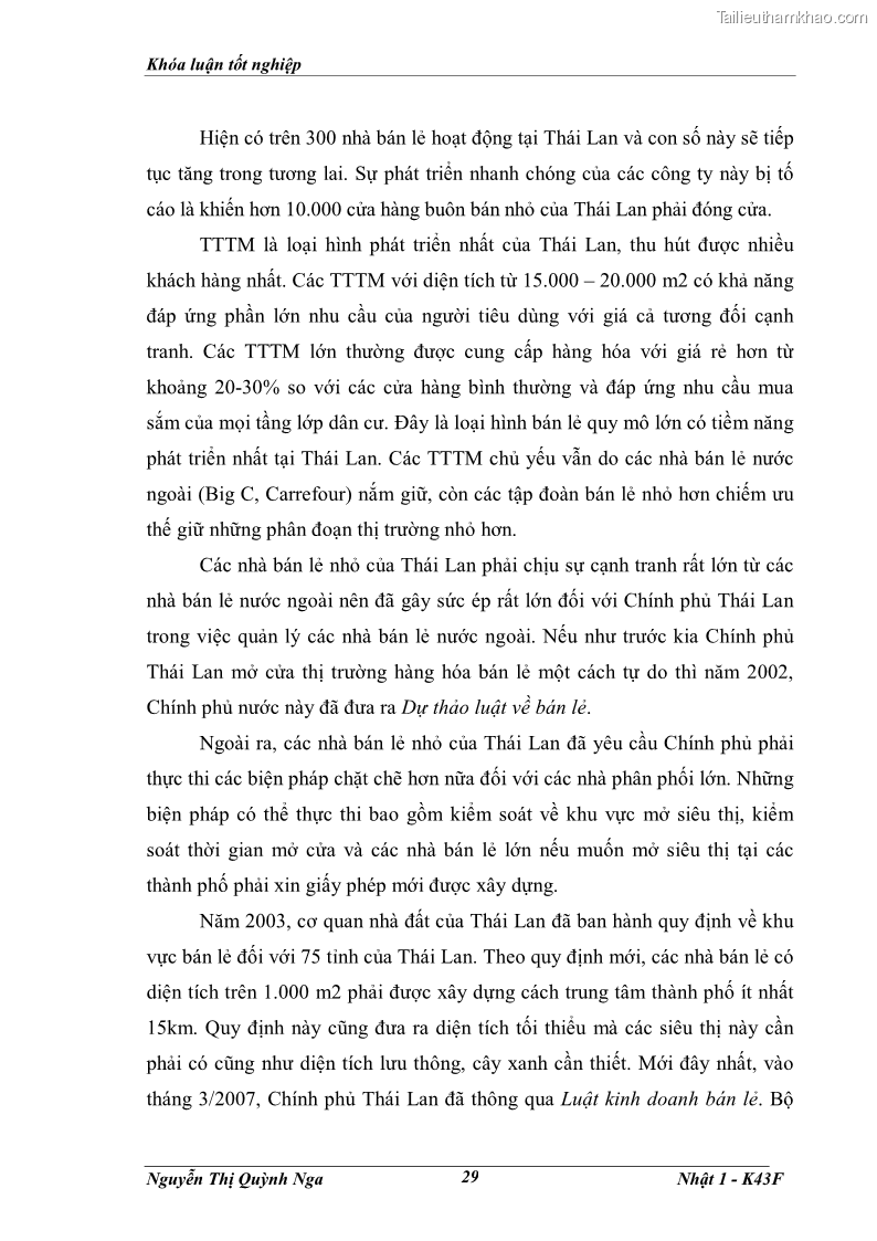 Khóa luận tốt nghiệp Tác động của việc mở cửa thị trường bán lẻ đối với các doanh nghiệp bán lẻ trong nước - 5 Trang 33