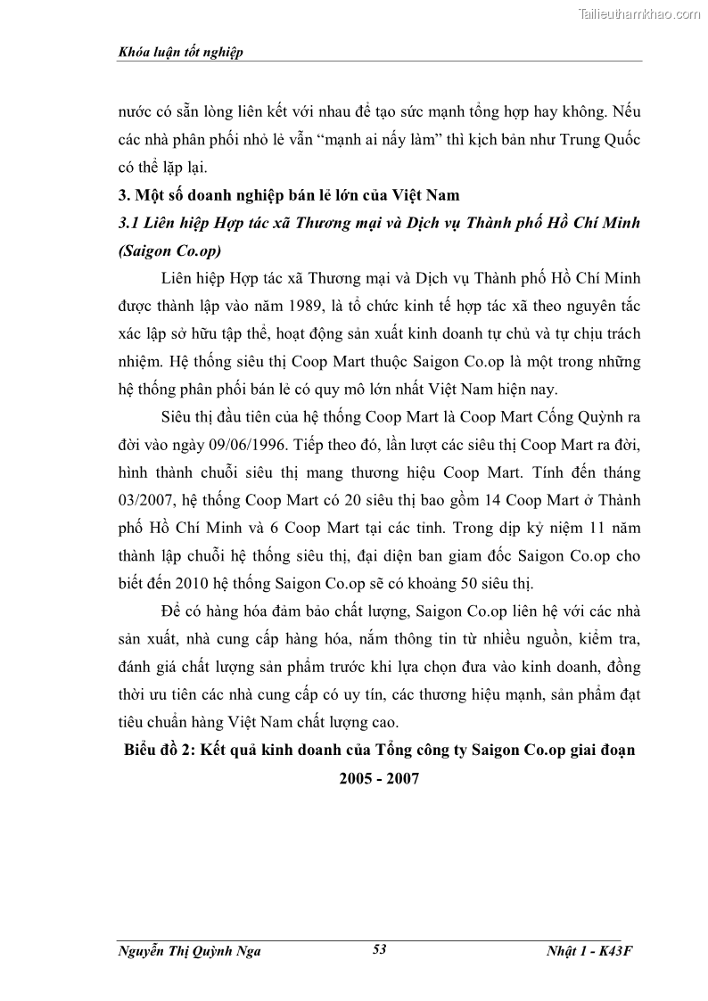Khóa luận tốt nghiệp Tác động của việc mở cửa thị trường bán lẻ đối với các doanh nghiệp bán lẻ trong nước - 8 Trang 57