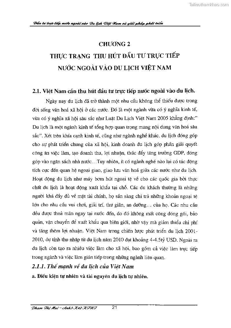 Khóa luận tốt nghiệp Đầu tư trực tiếp nước ngoài vào du lịch Việt Nam và giải pháp phát triển - 4 Trang 25