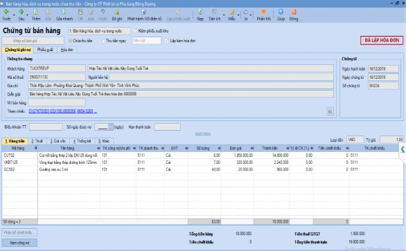 Hình 2 7 Giao diện chứng từ bán hàng hóa trong nước Giá vốn Nguồn Công ty 1