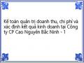 Kế toán quản trị doanh thu, chi phí và xác định kết quả kinh doanh tại Công ty CP Cao Nguyên Bắc Ninh