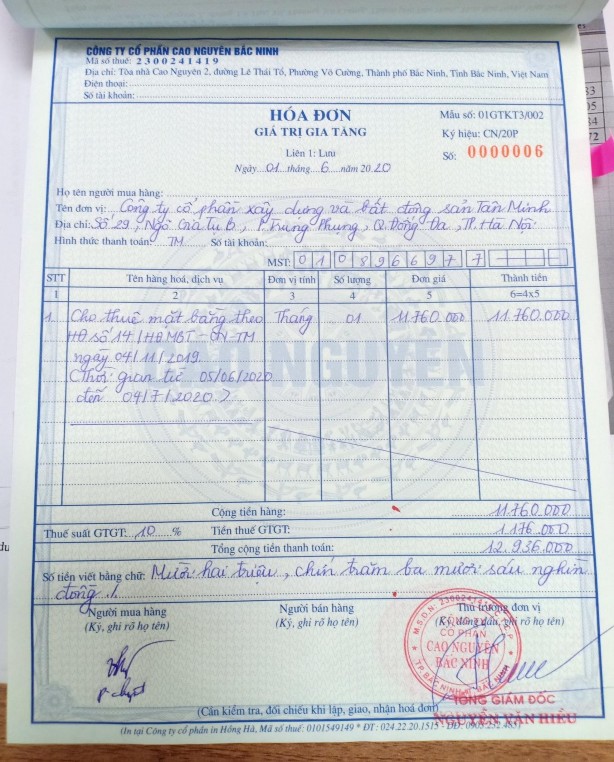 Đơn vị Công ty CP Cao Nguyên Bắc Ninh Địa chỉ Tòa nhà Cao Nguyên 2 đường Lê 1