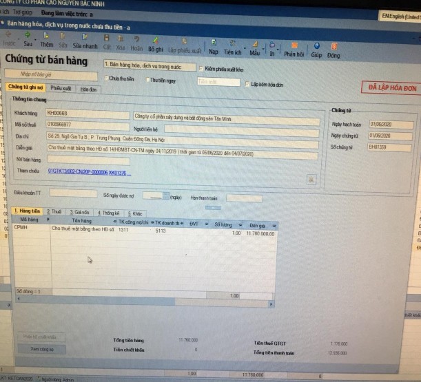 Phụ lục số 13 Hoá đơn GTGT số 0000008 NGÂN HÀNG NNo và PTNT VN Chi nhánh Tỉnh 2