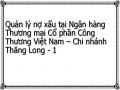 Quản lý nợ xấu tại Ngân hàng Thương mại Cổ phần Công Thương Việt Nam – Chi nhánh Thăng Long