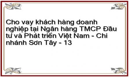 Cho vay khách hàng doanh nghiệp tại Ngân hàng TMCP Đầu tư và Phát triển Việt Nam - Chi nhánh Sơn Tây - 13