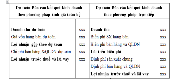Dự toán báo cáo kết quả kinh doanh Dự báo dòng tiền Dự báo dòng tiền là 1