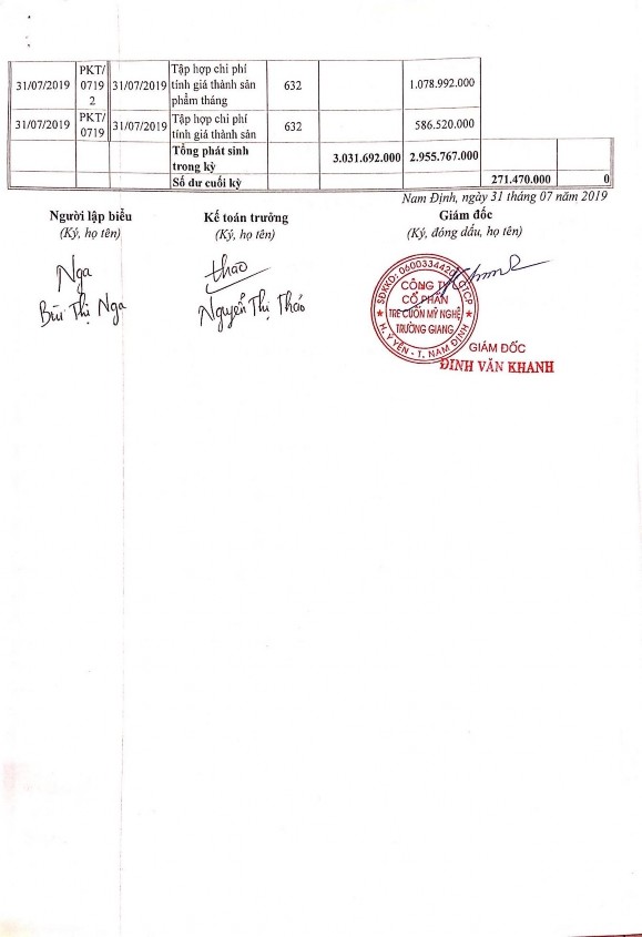 Phụ lục 2 18 Sổ cái tài khoản 154 công ty TNHH MTV mỹ nghệ Toàn Thắng 5