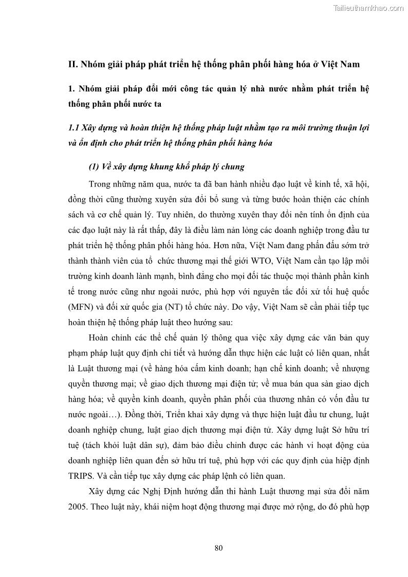 Khóa luận tốt nghiệp Phát triển hệ thống phân phối hàng hoá Việt Nam trong điều kiện hội nhập WTO - 11 Trang 81