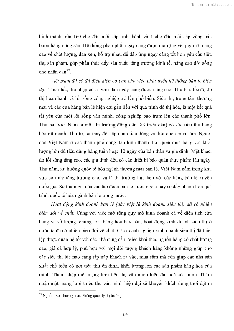 Khóa luận tốt nghiệp Phát triển hệ thống phân phối hàng hoá Việt Nam trong điều kiện hội nhập WTO - 9 Trang 65