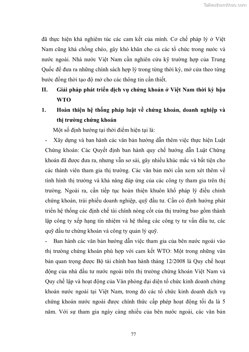 Khóa luận tốt nghiệp Tác động của các cam kết gia nhập WTO đến dịch vụ chứng khoán tại Việt Nam - 11 Trang 81
